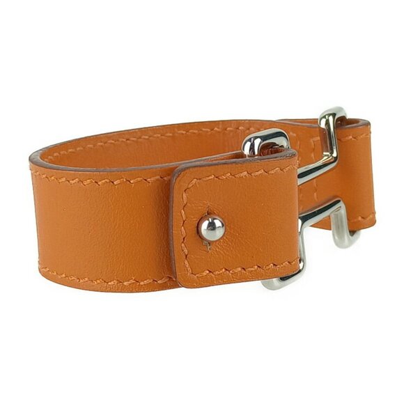 HERMES Orange Leather Charm Bracelet - Picture 2 of 8